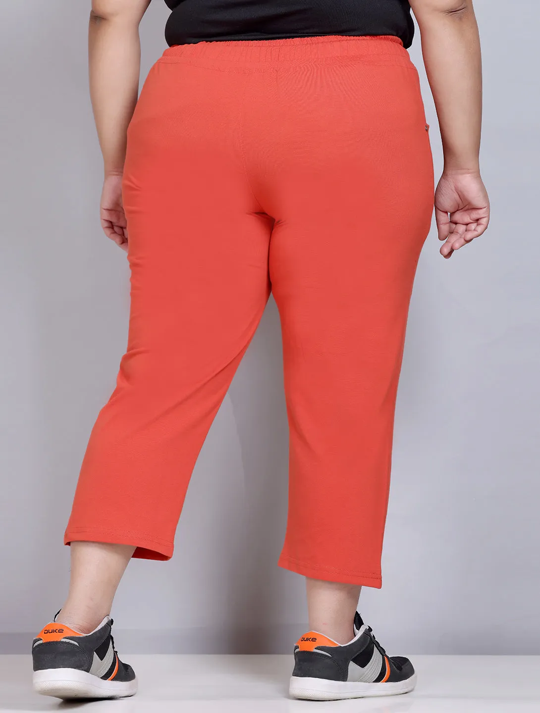 Cotton Capris For Women - Half Capri Pants - Tangy Orange