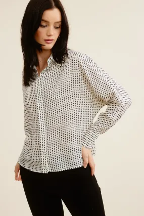 Cream and Black Polka Dot Button Down