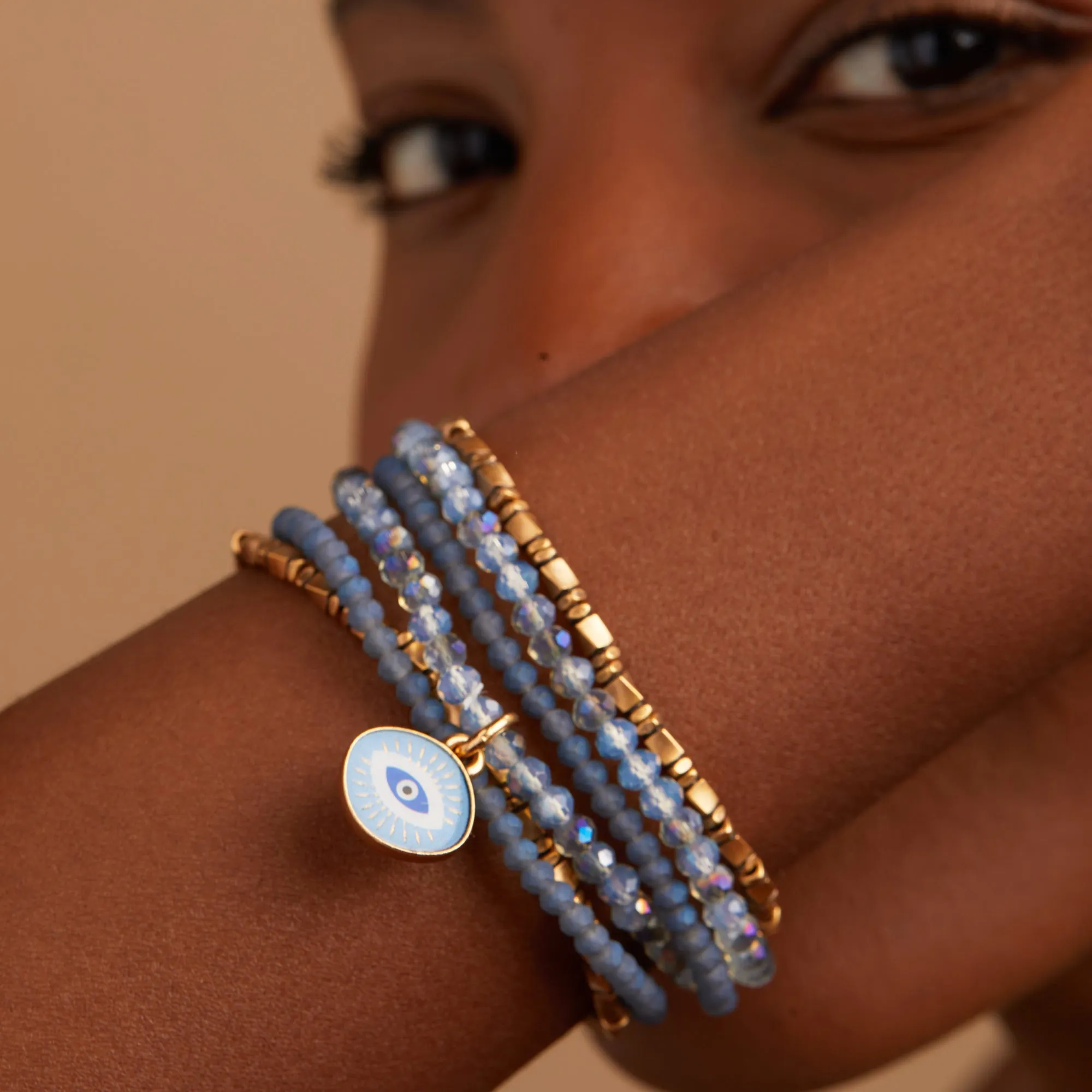 Evil Eye Stretch Bracelet Trio