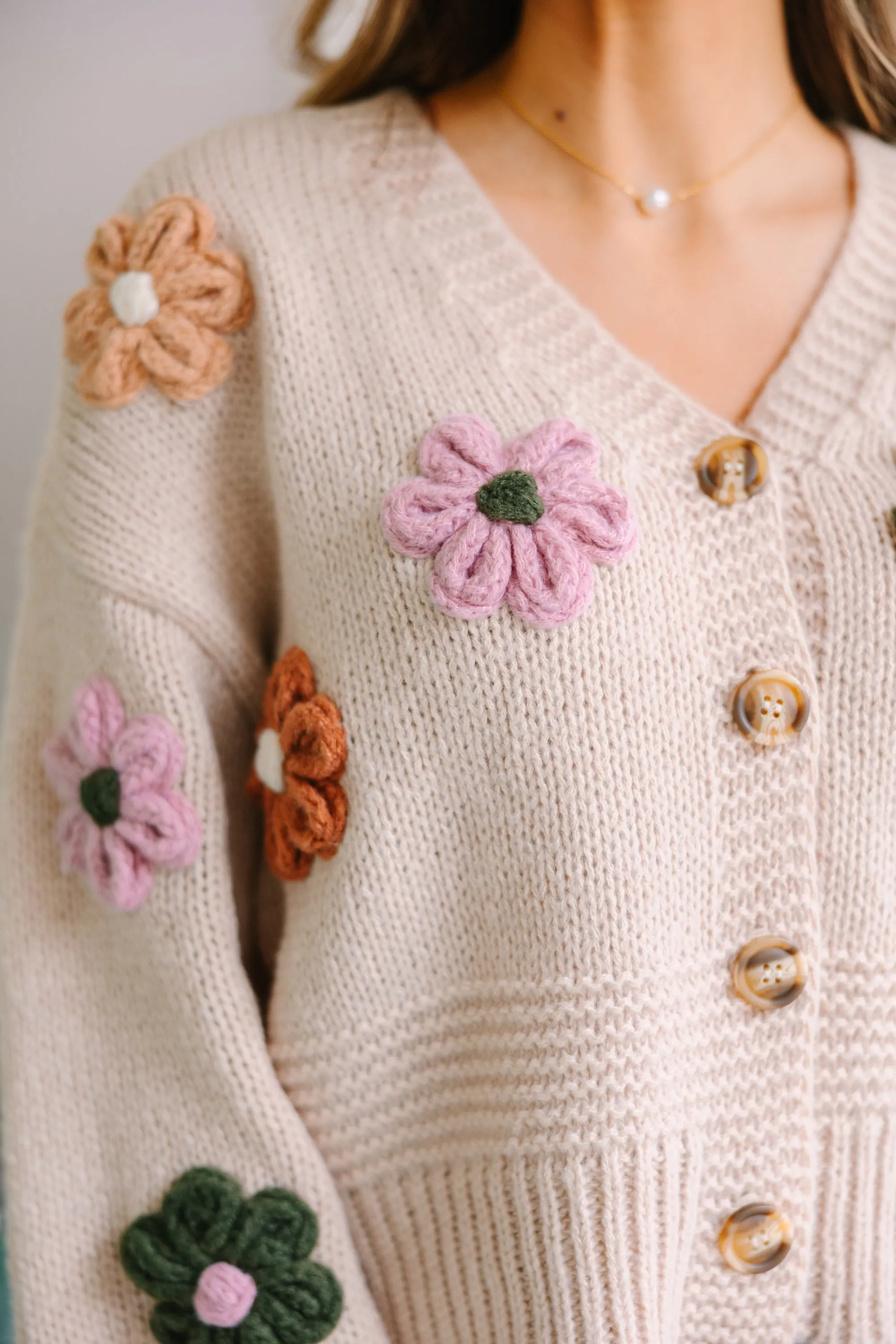 Feeling My Best Ecru White Floral Cardigan