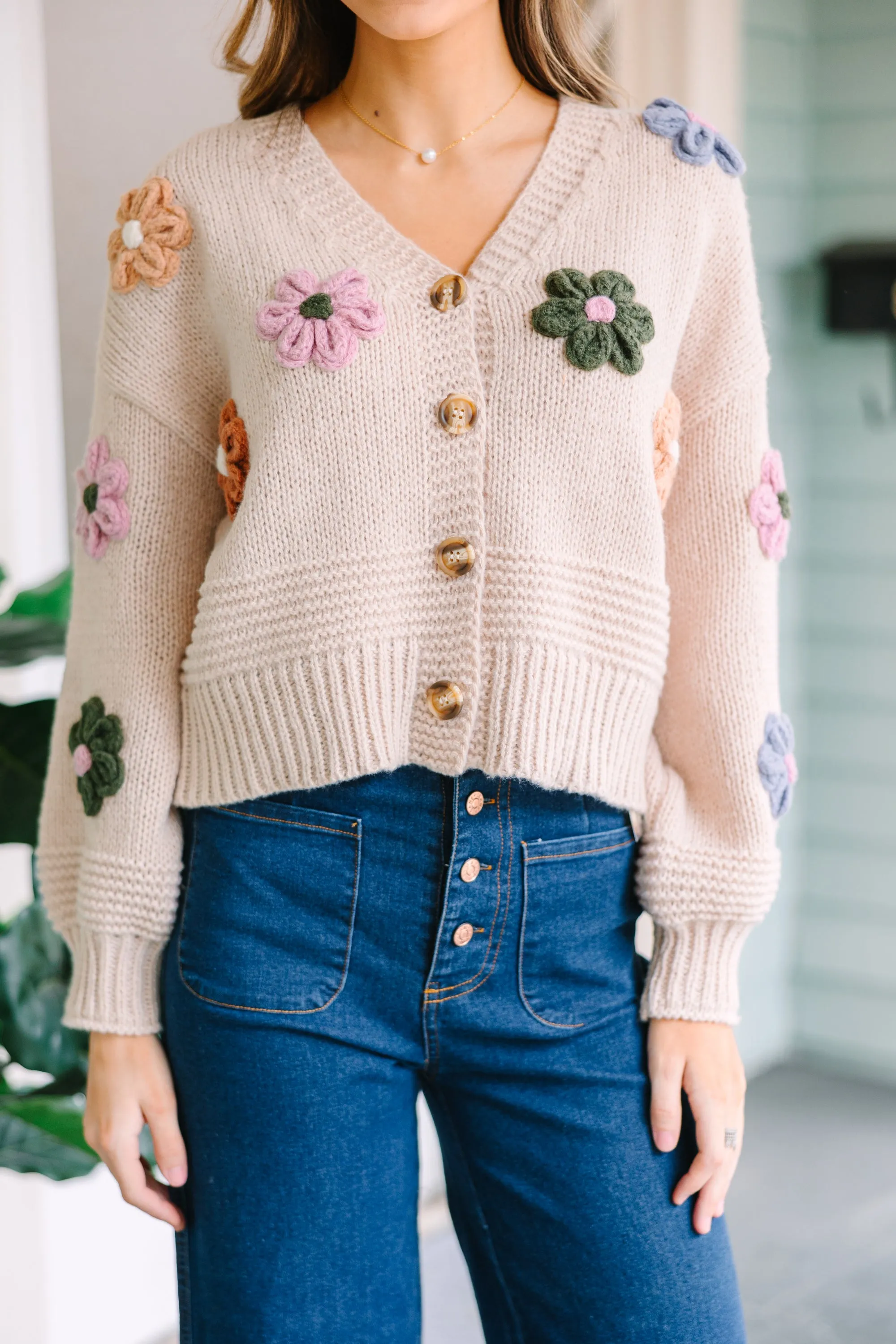 Feeling My Best Ecru White Floral Cardigan