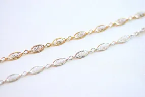 Filigree Scroll Chain- Sterling Silver or Gold Filled Filigree Scroll Chain, Chain by Foot, Wholesale Bulk Chain, Fancy Chain, Oval Chain