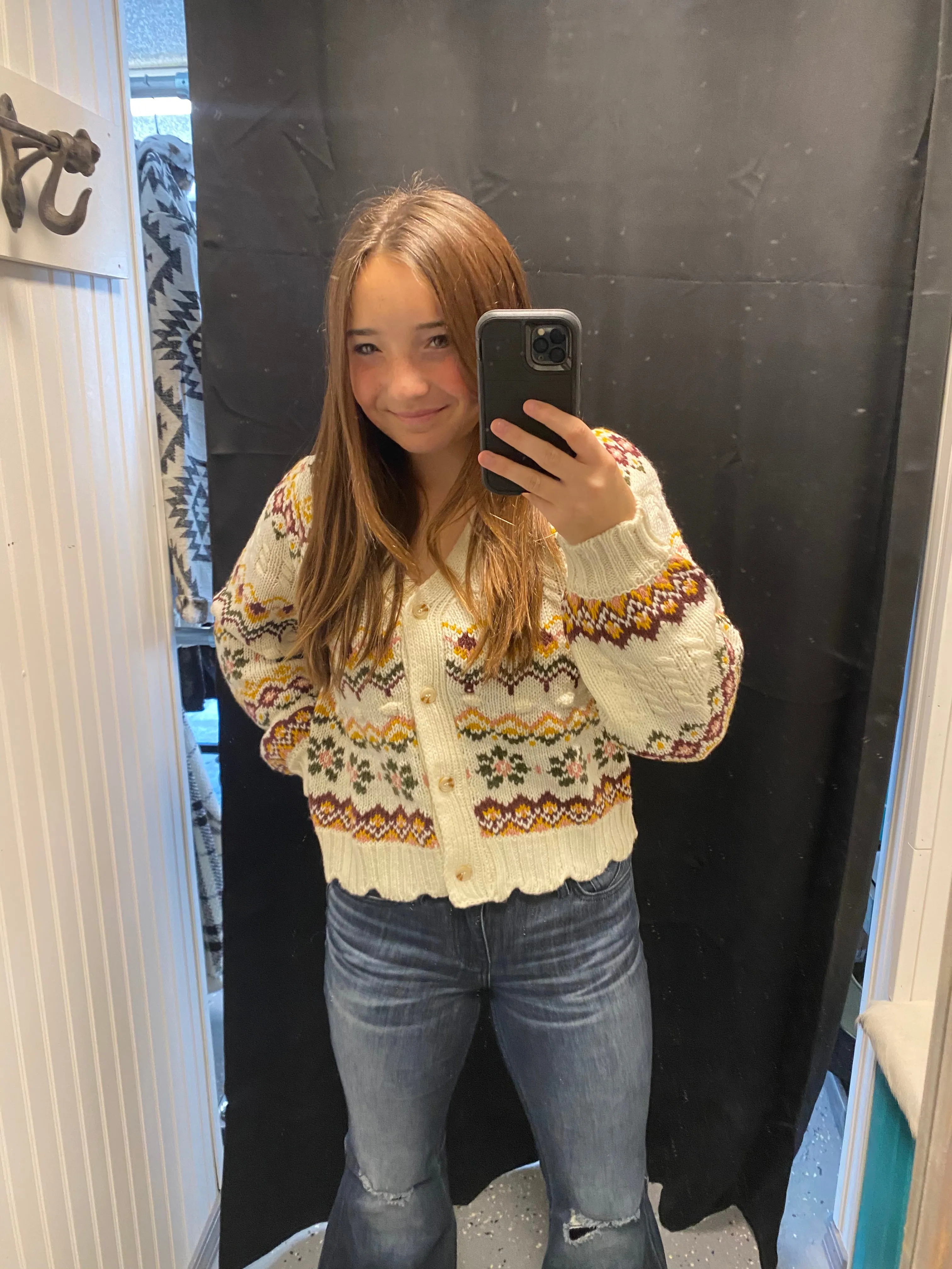 FLORAL KNIT CARDIGAN