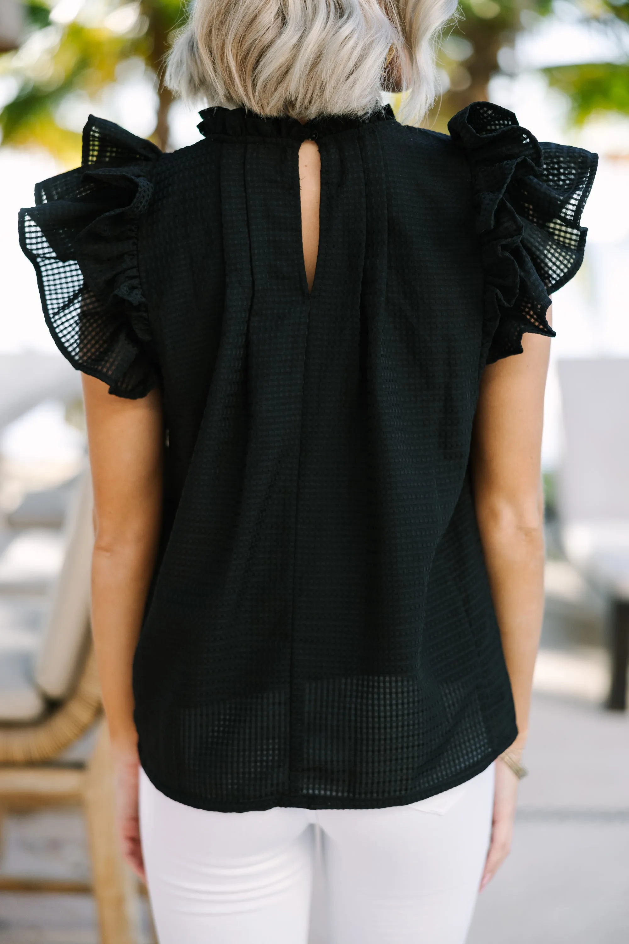 Getting Closer Black Ruffled Blouse