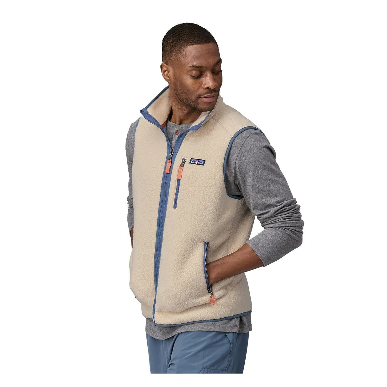 Gilet Uomo Patagonia Retro Pile Fleece Vest Beige / Azzurro