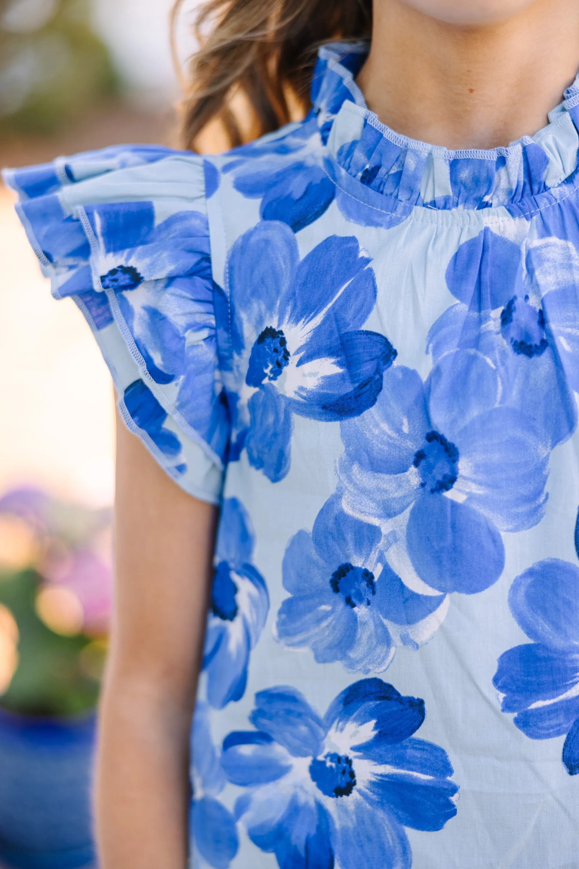 Girls: A True Beauty Blue Floral Blouse