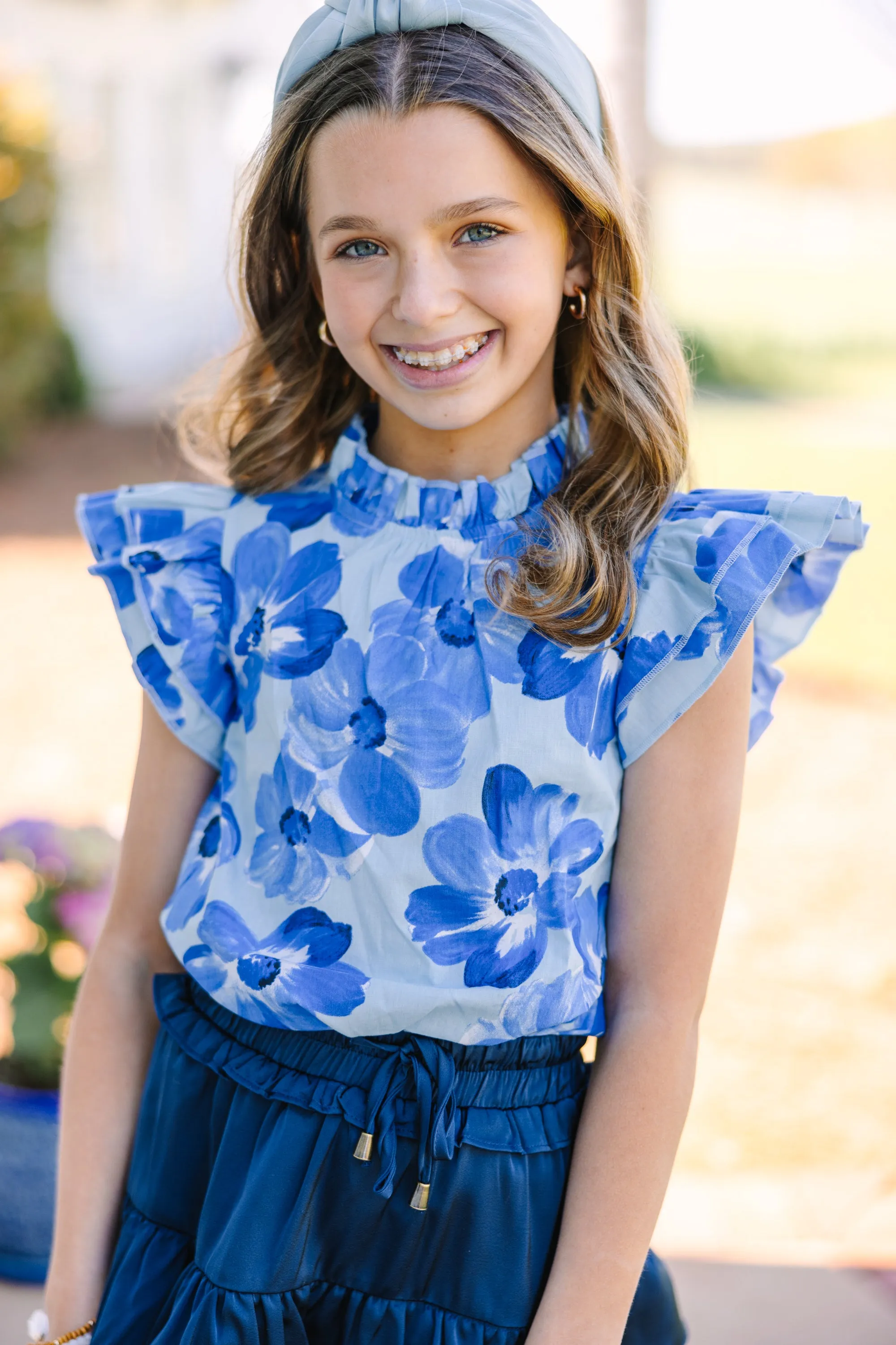 Girls: A True Beauty Blue Floral Blouse