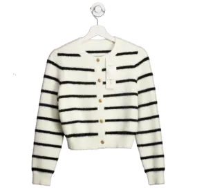 Goelia Cream Eco-friendly Mink Knitted Striped Women Cardigan UK XS