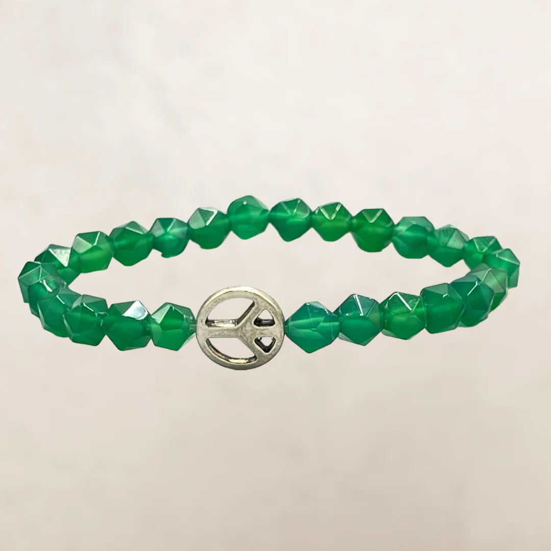 Green Agate and Peace Bracelet