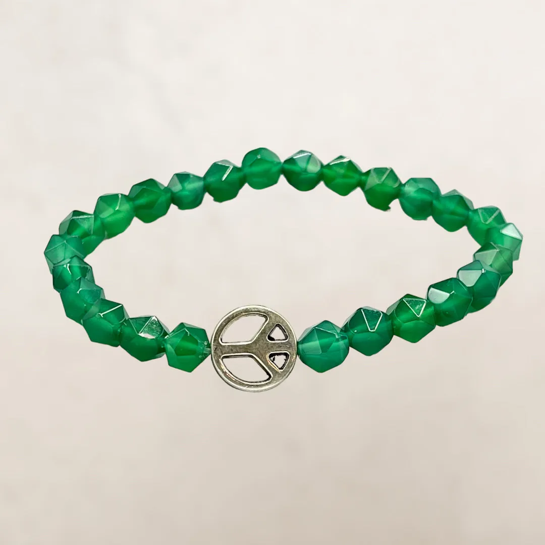 Green Agate and Peace Bracelet