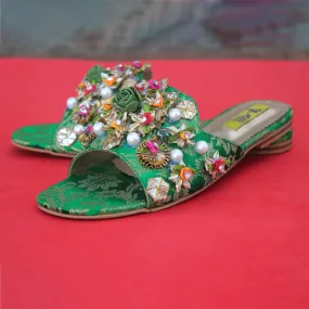 Green Fancy Slippers for women