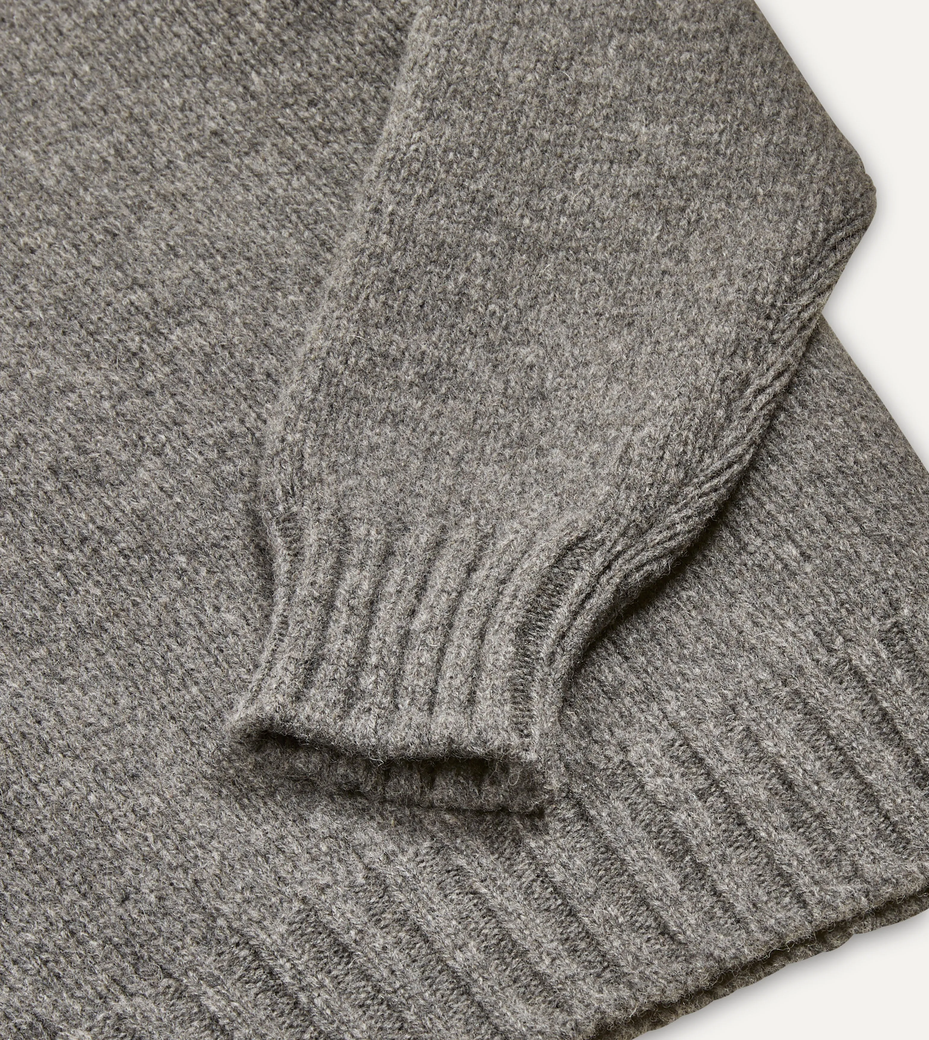 Grey Lambswool Submariner Roll Neck Jumper