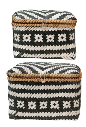 Hand-Woven Boxes with Lids and Closures