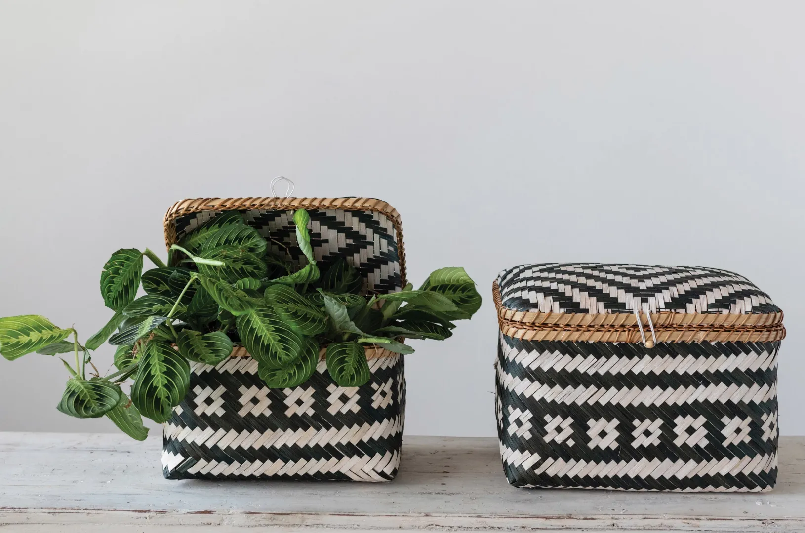 Hand-Woven Boxes with Lids and Closures