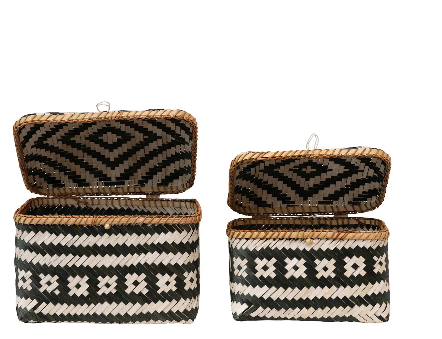 Hand-Woven Boxes with Lids and Closures