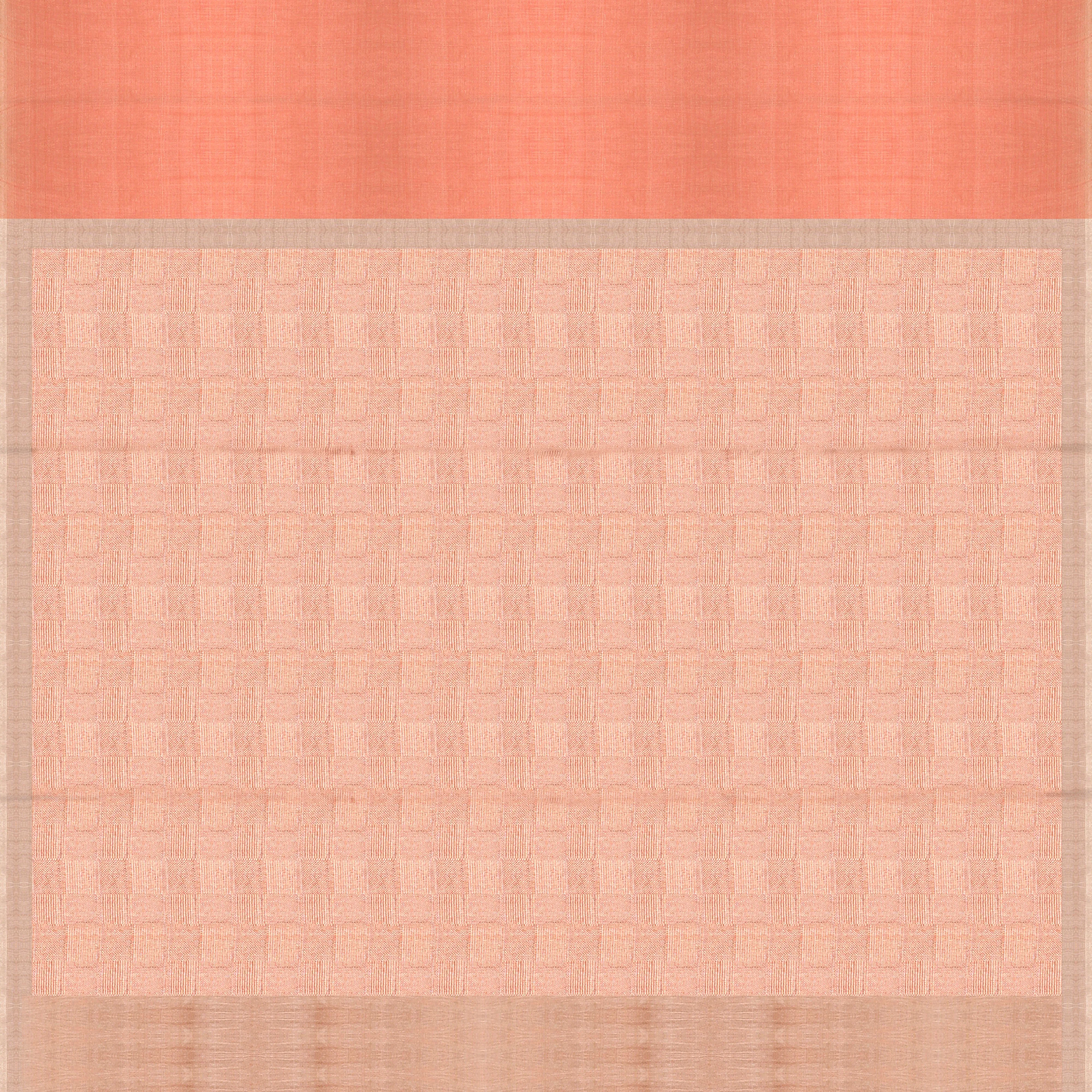 Handwoven Peach and Beige Tissue Tussar Silk Saree - 1264T002963DSC