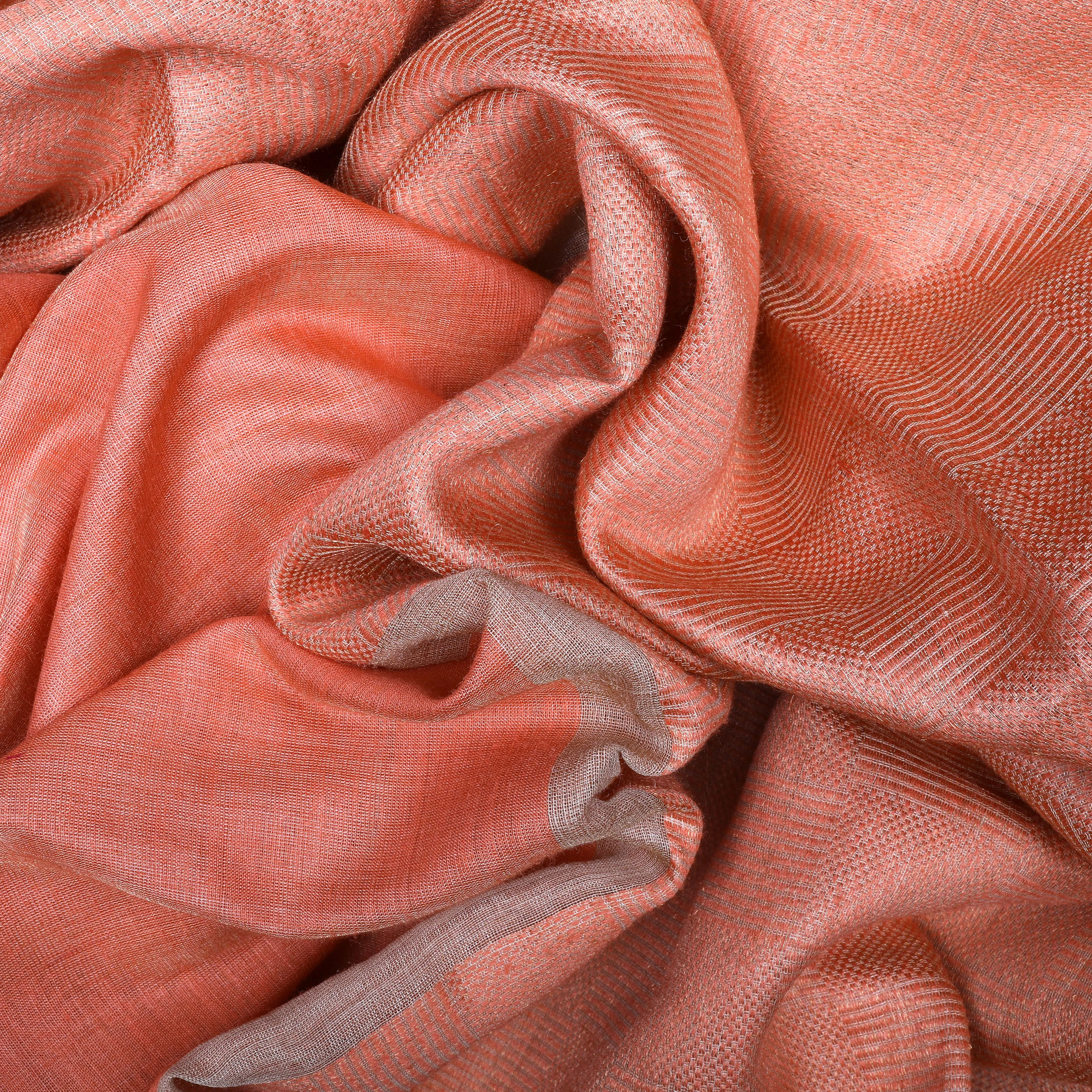 Handwoven Peach and Beige Tissue Tussar Silk Saree - 1264T002963DSC