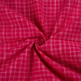 Handwoven Yarn Dyed Cotton Fabric in Magenta | Fair Trade from India