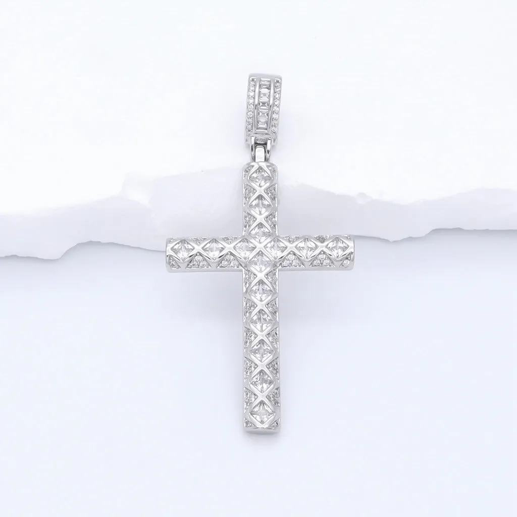 Iced Out Cross Pendant - Silver