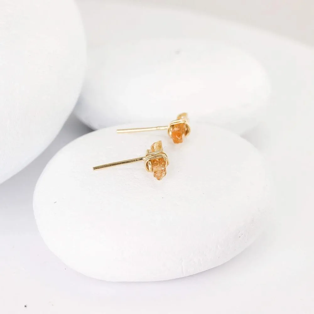 Imperial Topaz Crystal Stud Earrings in 14K