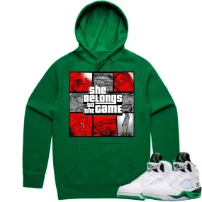 Jordan 5 Lucky Green 5s Hoodie to Match - RED BELONGS TO THE GAME