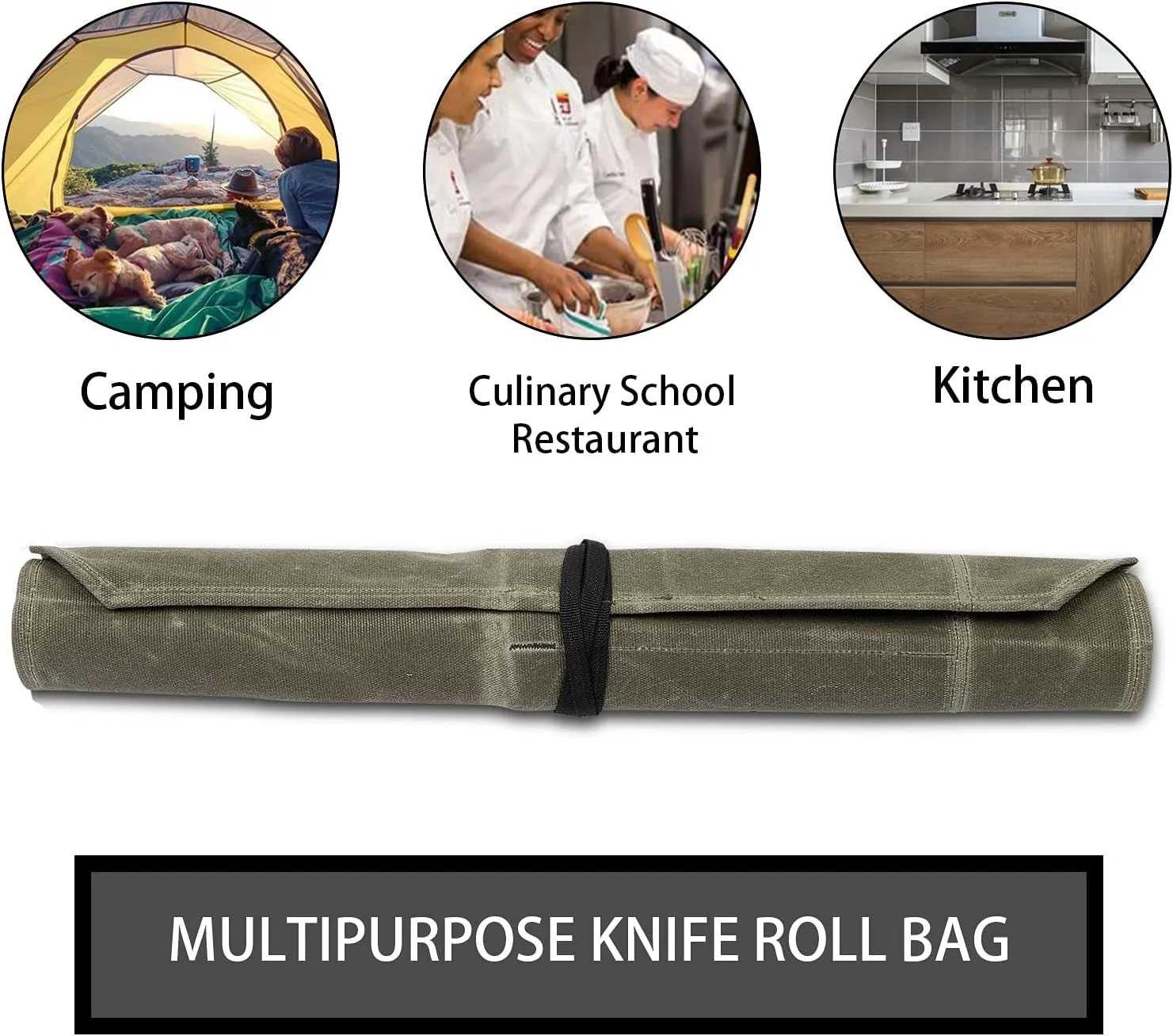 Knife Roll, Chef’S Knife Roll Bag, Waxed Canvas Knife Roll Case