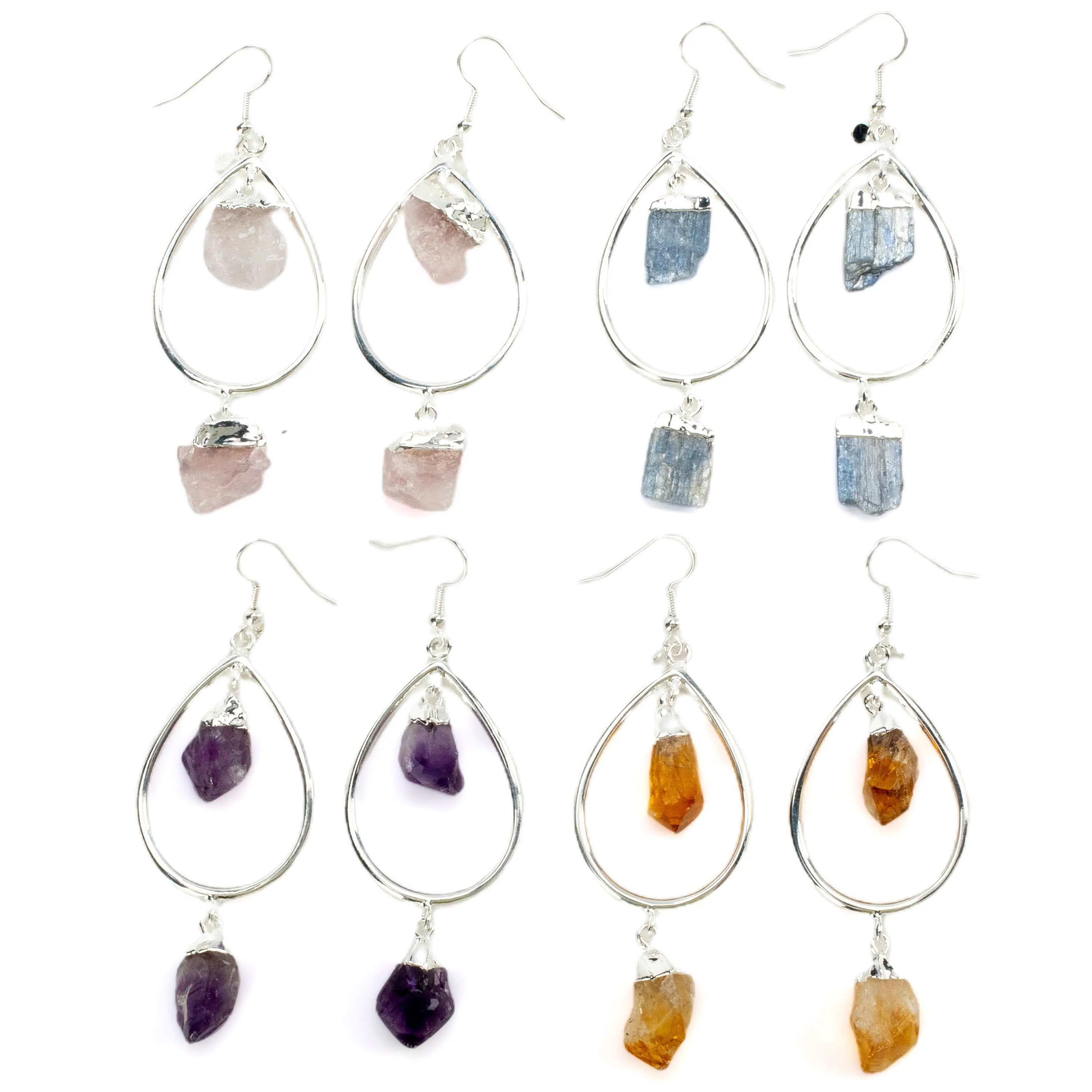 Kyanite Crystal Drop Earrings with French Hook