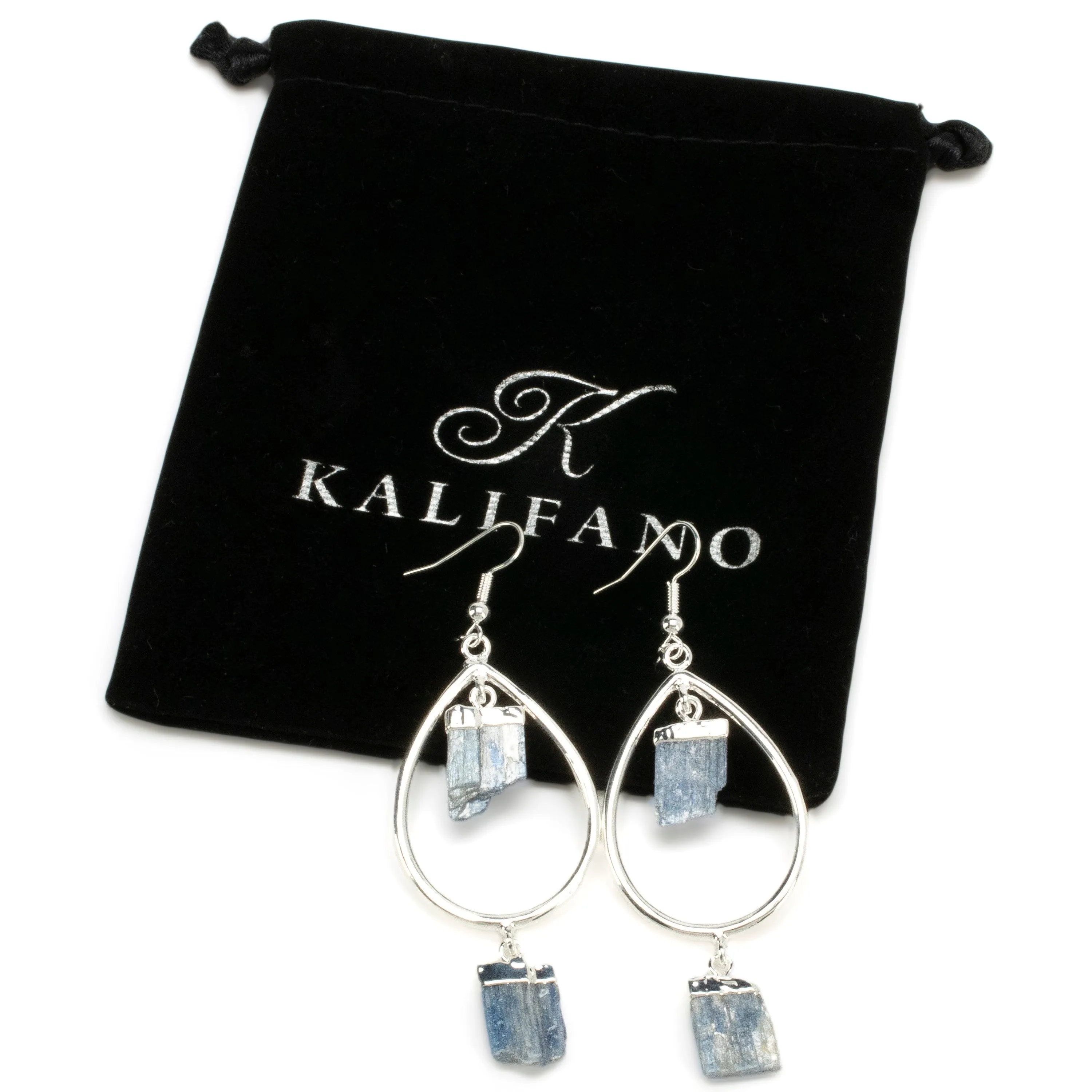 Kyanite Crystal Drop Earrings with French Hook