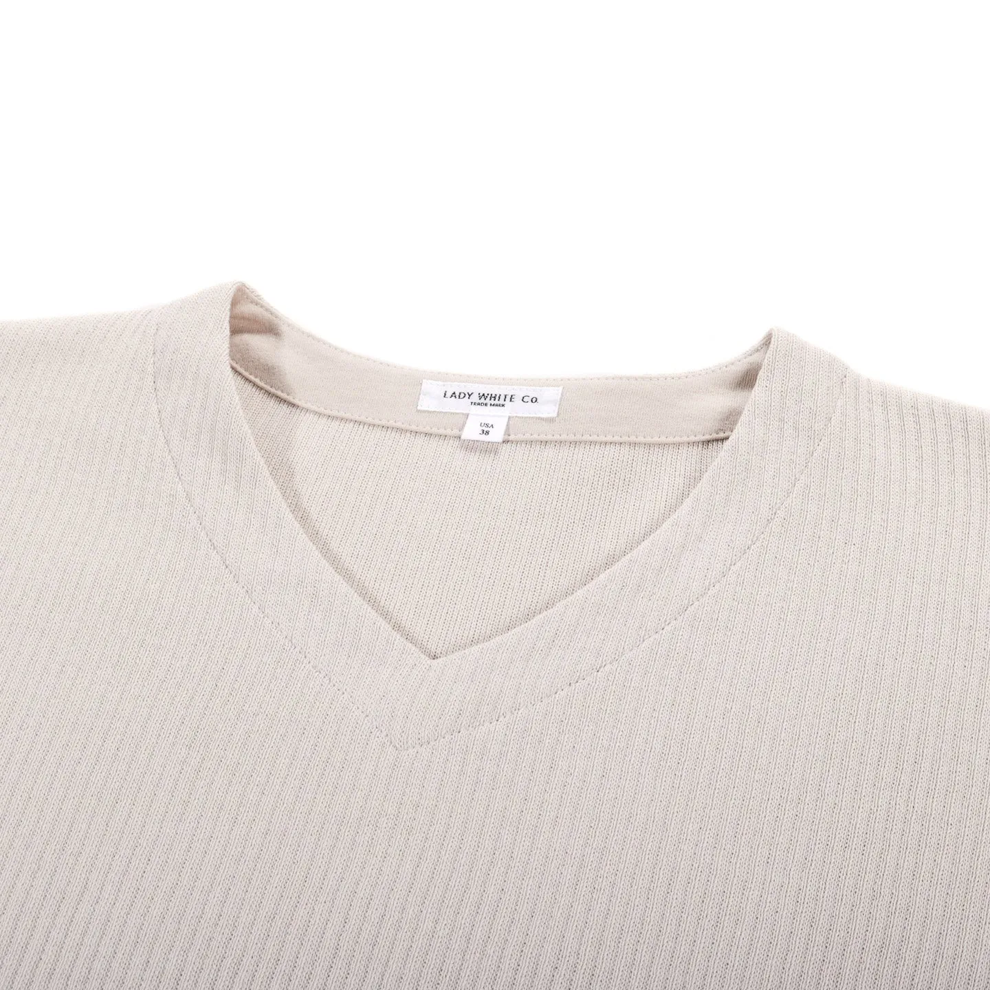 LADY WHITE CO. CROPPED V NECK SWEATER STONE