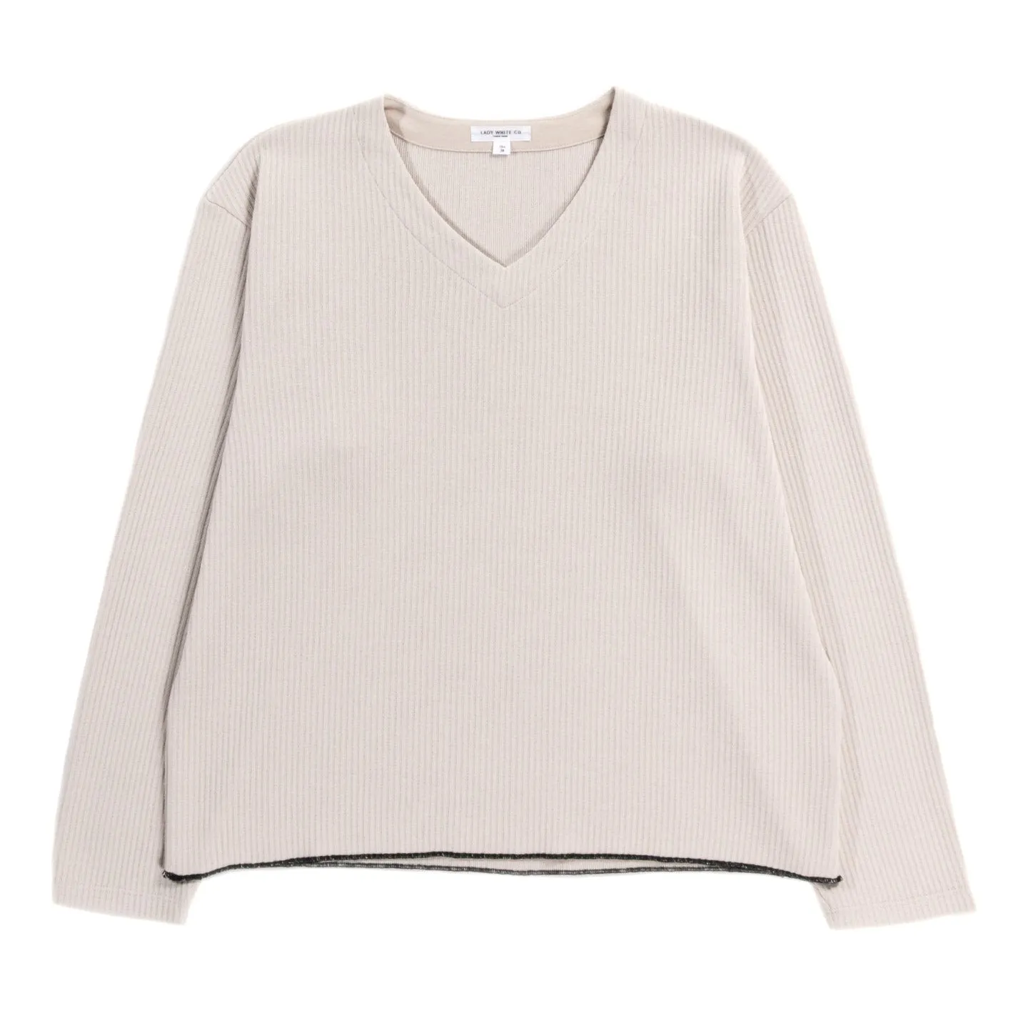 LADY WHITE CO. CROPPED V NECK SWEATER STONE