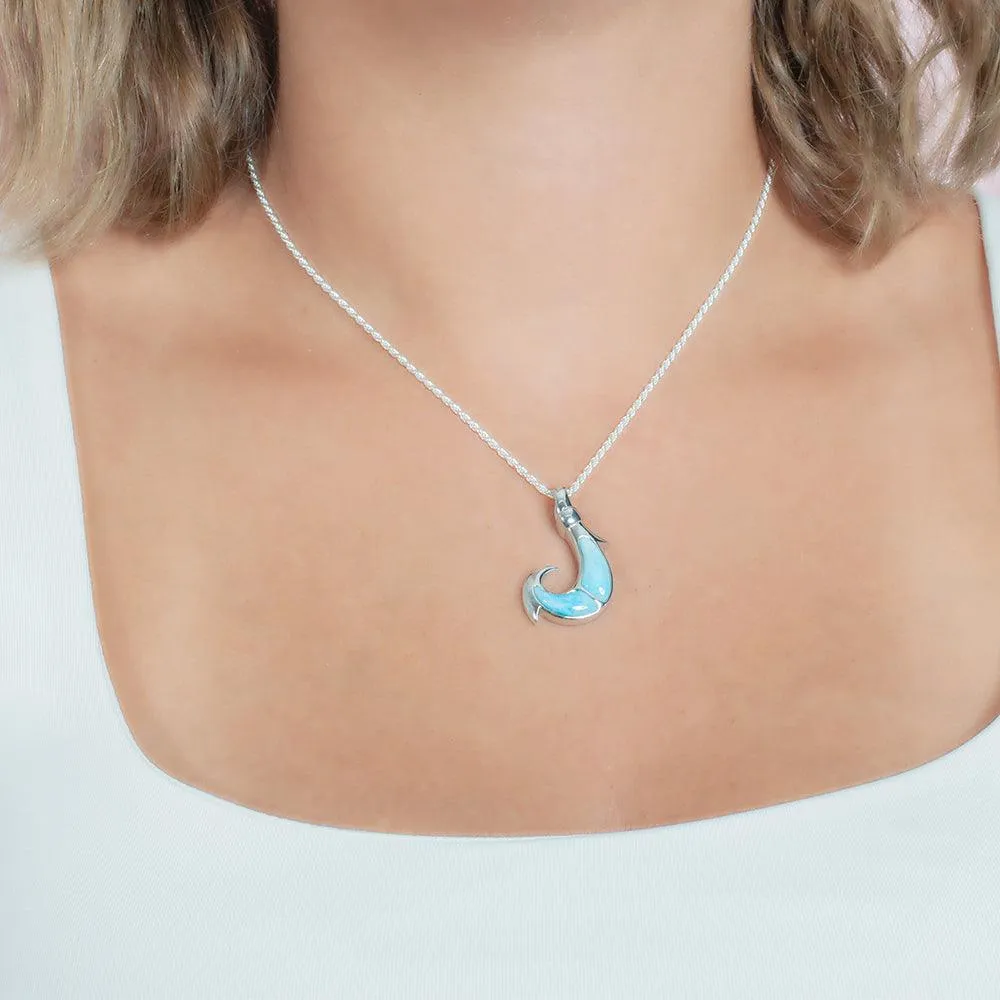 Larimar Ahi Fishhook Pendant