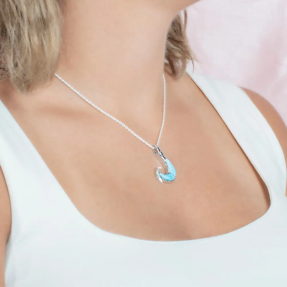 Larimar Ahi Fishhook Pendant