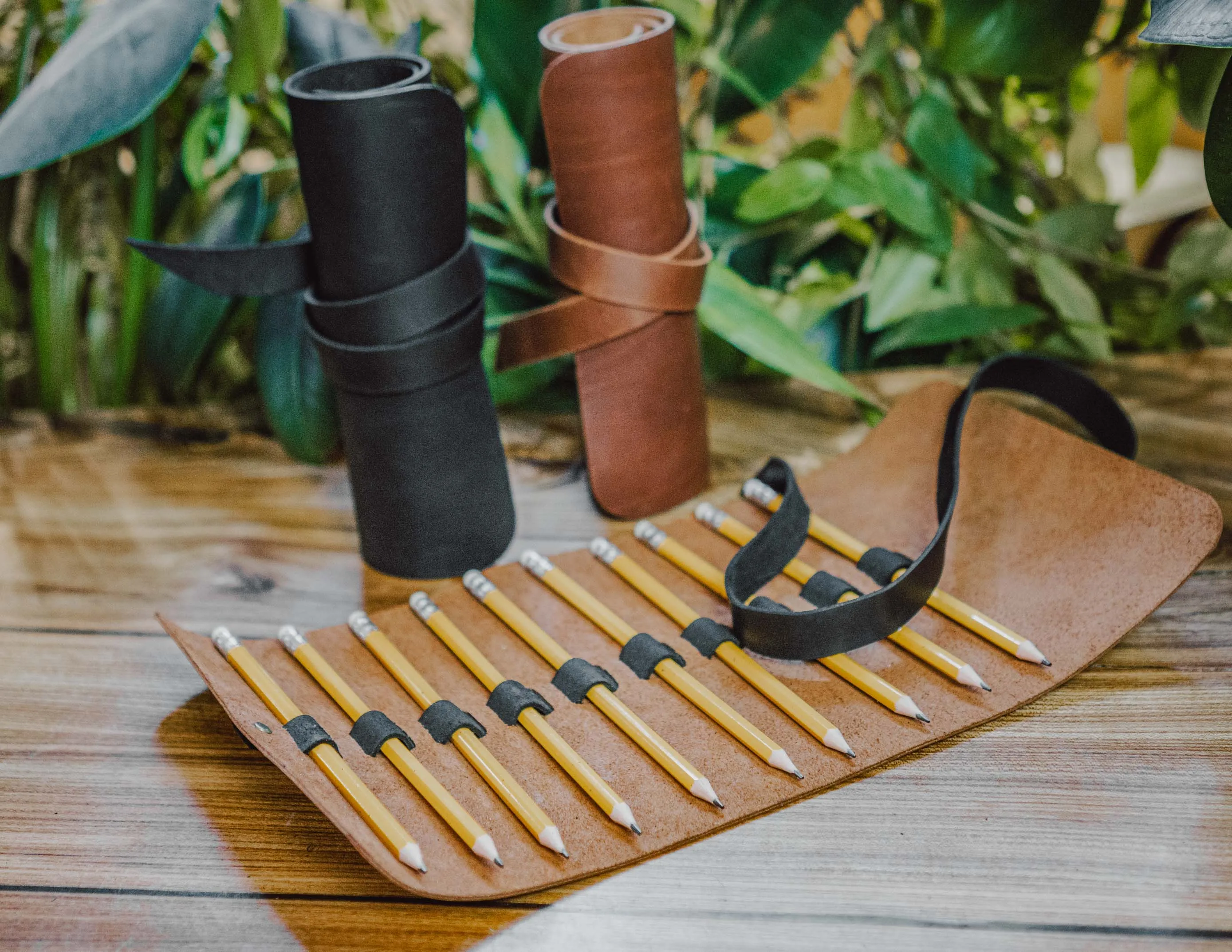 Leather artist roll | Roll Up Pencil Case with 10 slots