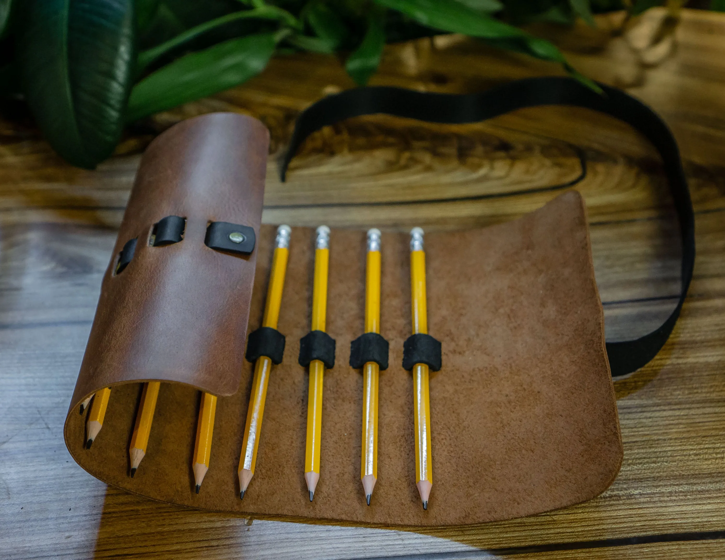 Leather artist roll | Roll Up Pencil Case with 10 slots