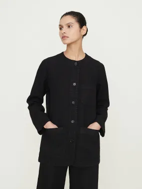 Linen Shirt Jacket in Black