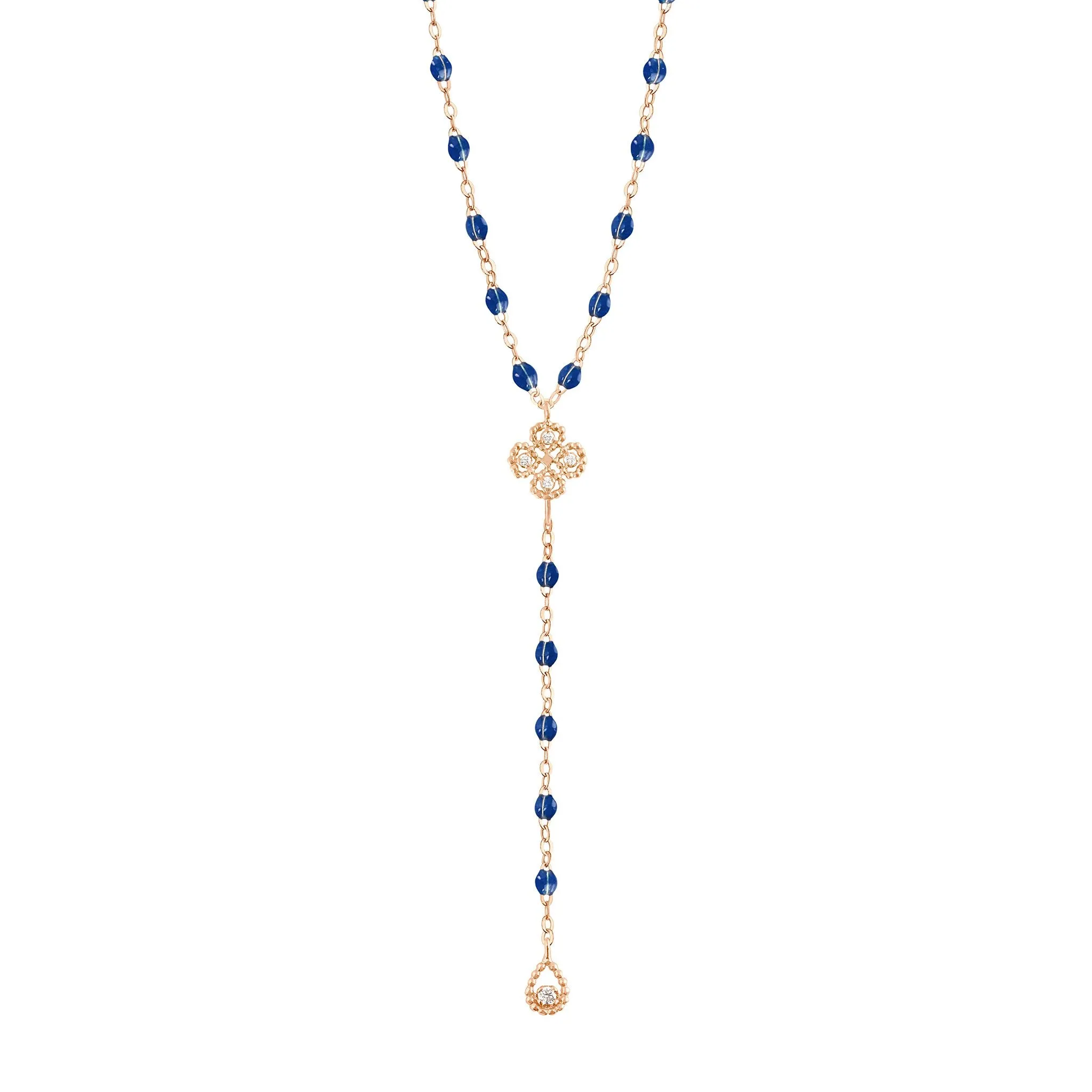 Lucky Classic Gigi Lapis diamond rosary, Rose Gold, 17.7"