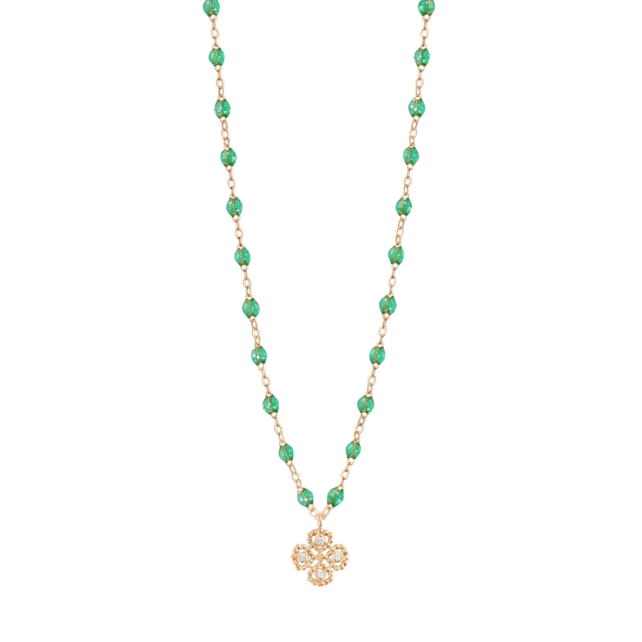 Lucky Clover Classic Gigi Mint diamond Necklace, Rose Gold, 16.5"