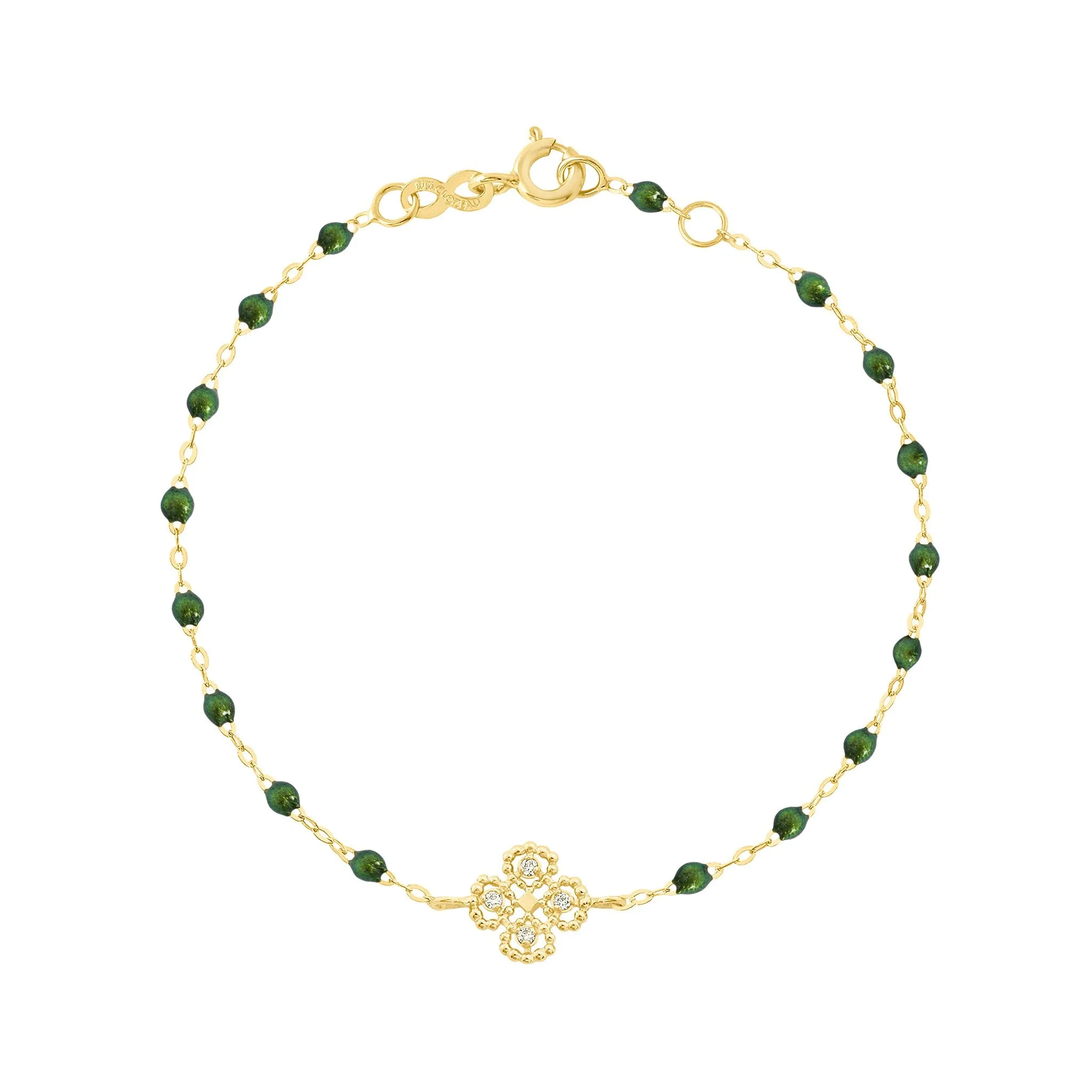 Lucky Clover Classic Gigi Scarab diamond Bracelet, Yellow Gold, 6.7"