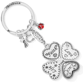 Lucky Clover Heart Key Fob