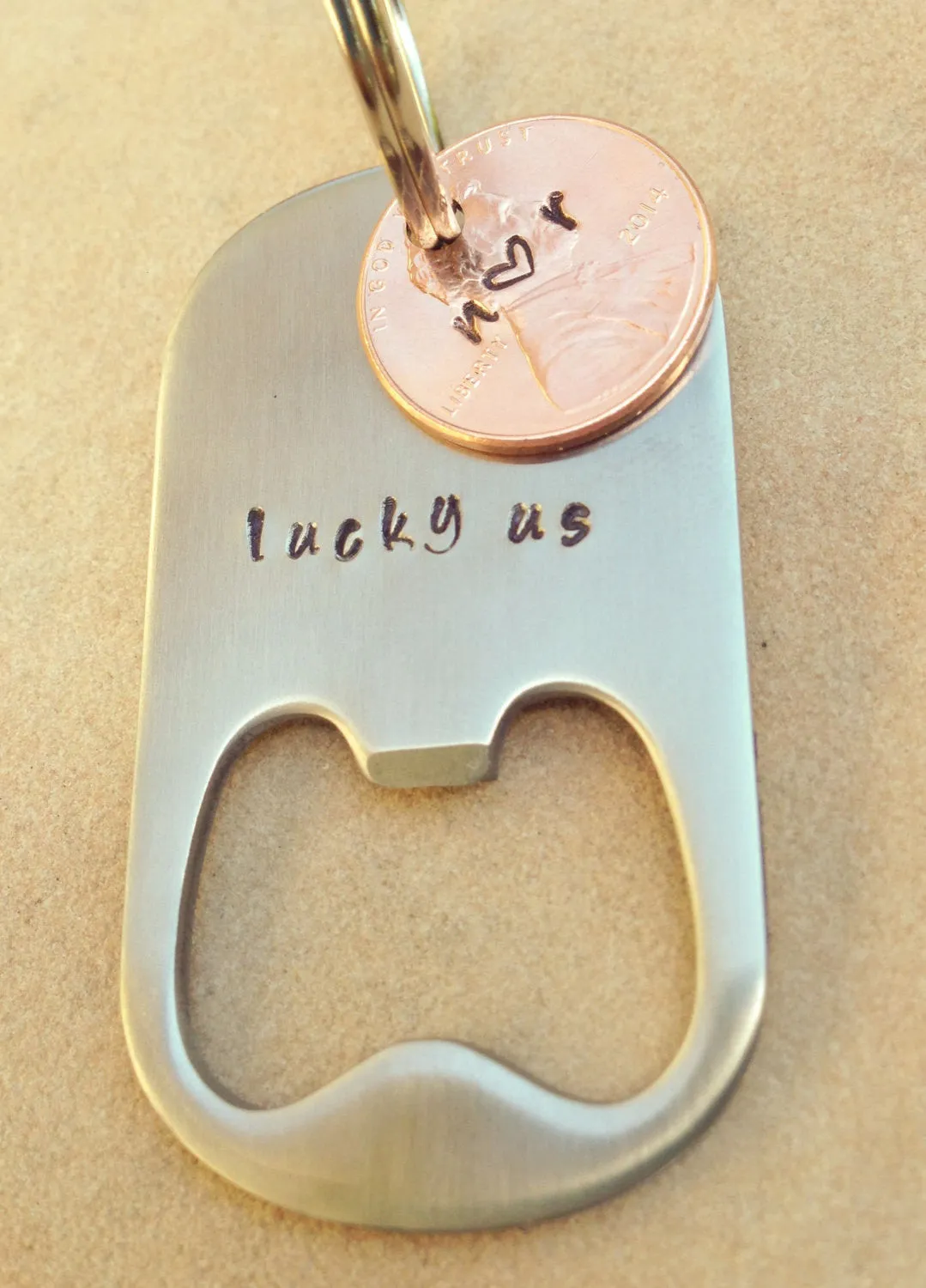 Lucky Us Keychain, Lucky Us Bottle Opener Keychain