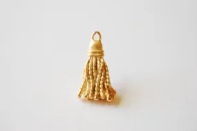 Matte Vermeil Gold Tassel Charm Pendant- 18k gold plated over Sterling Silver Tassel, gold Triangle Charm, Wholesale Beads, Bulk, 245