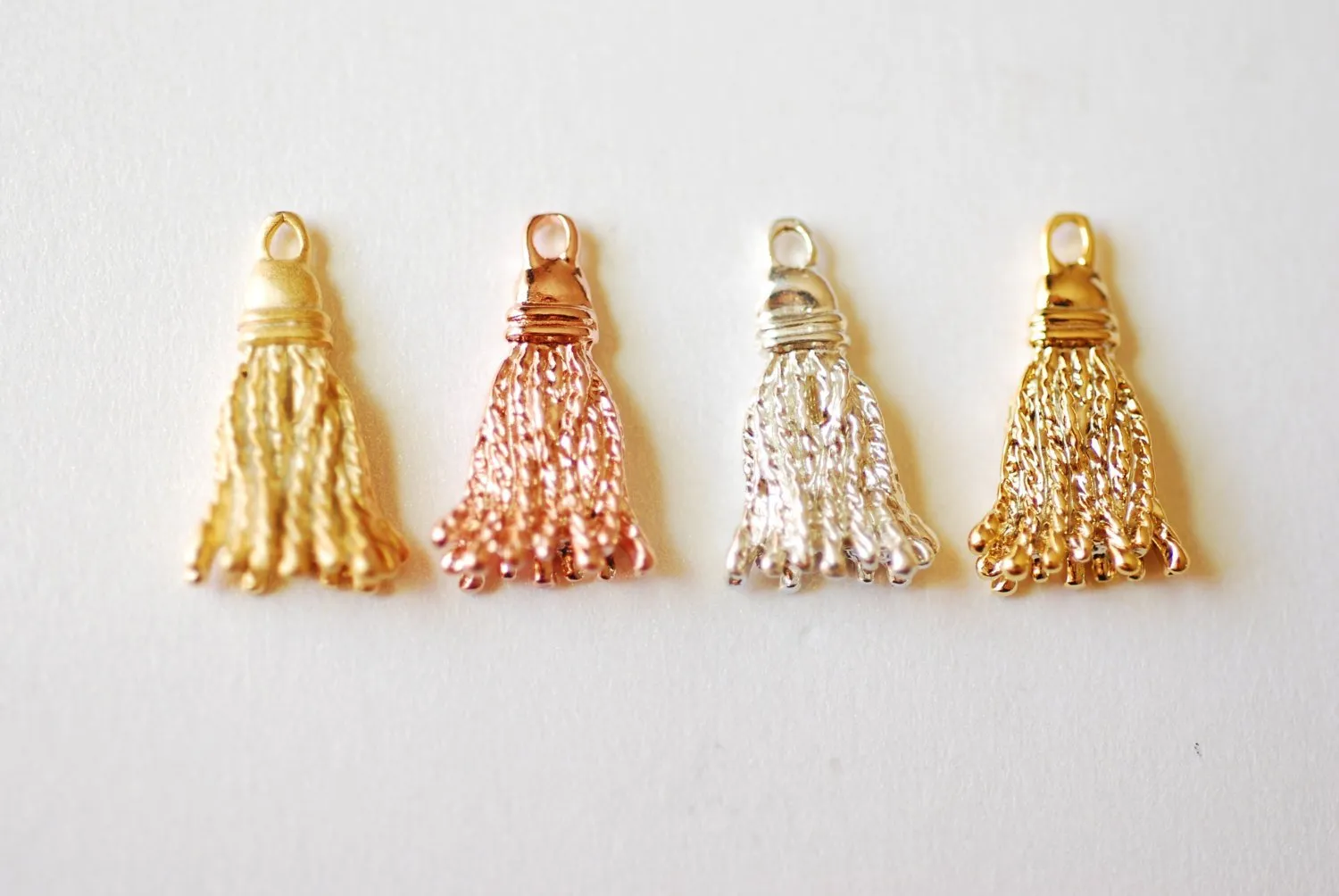 Matte Vermeil Gold Tassel Charm Pendant- 18k gold plated over Sterling Silver Tassel, gold Triangle Charm, Wholesale Beads, Bulk, 245