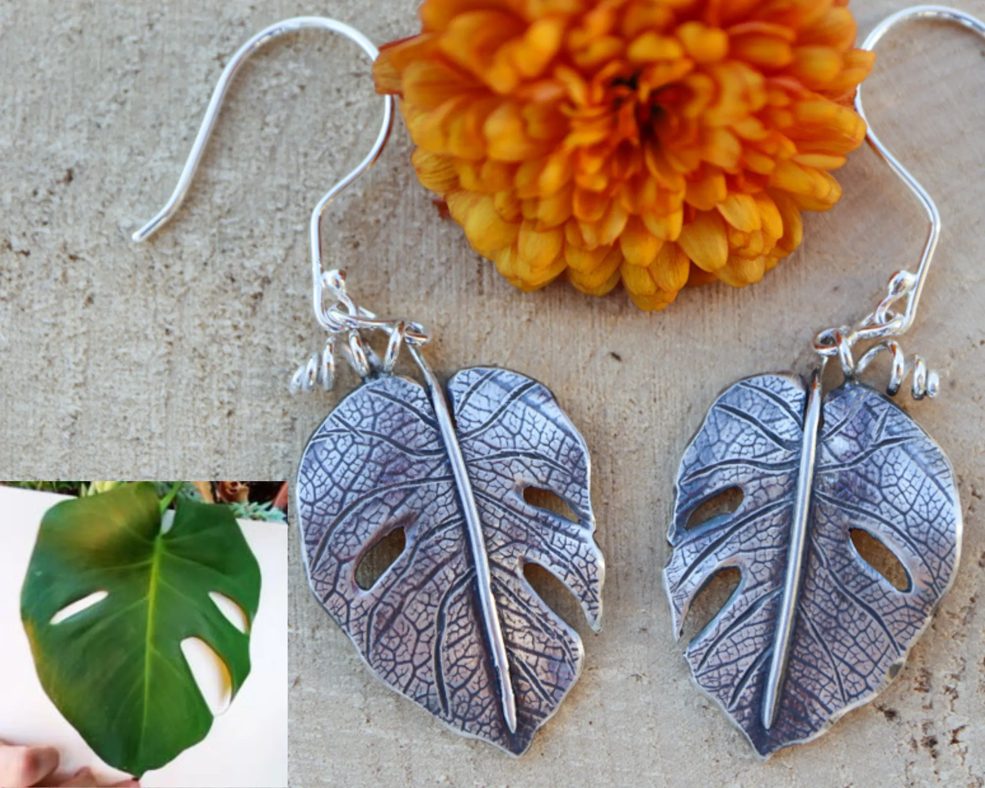 Monstera Deliciosa Dangle Earrings