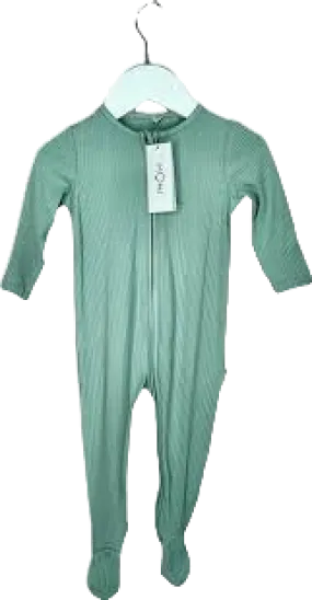 Mori Baby Mint Green Bamboo/organic Cotton Ribbed Clever Zip Sleepsuit BNWT Newborn