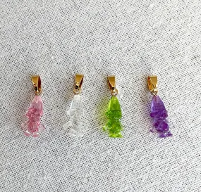 Norwegian Lucky Troll Translucent Pendant, Gold Connector