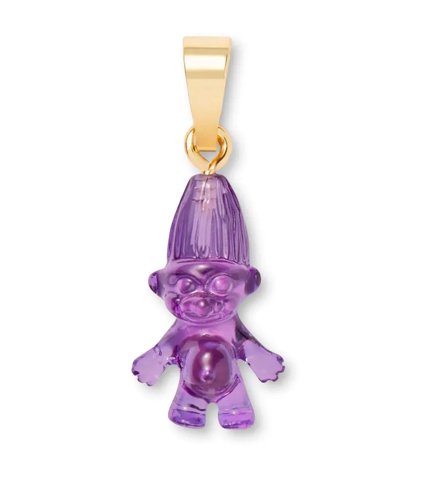 Norwegian Lucky Troll Translucent Pendant, Gold Connector