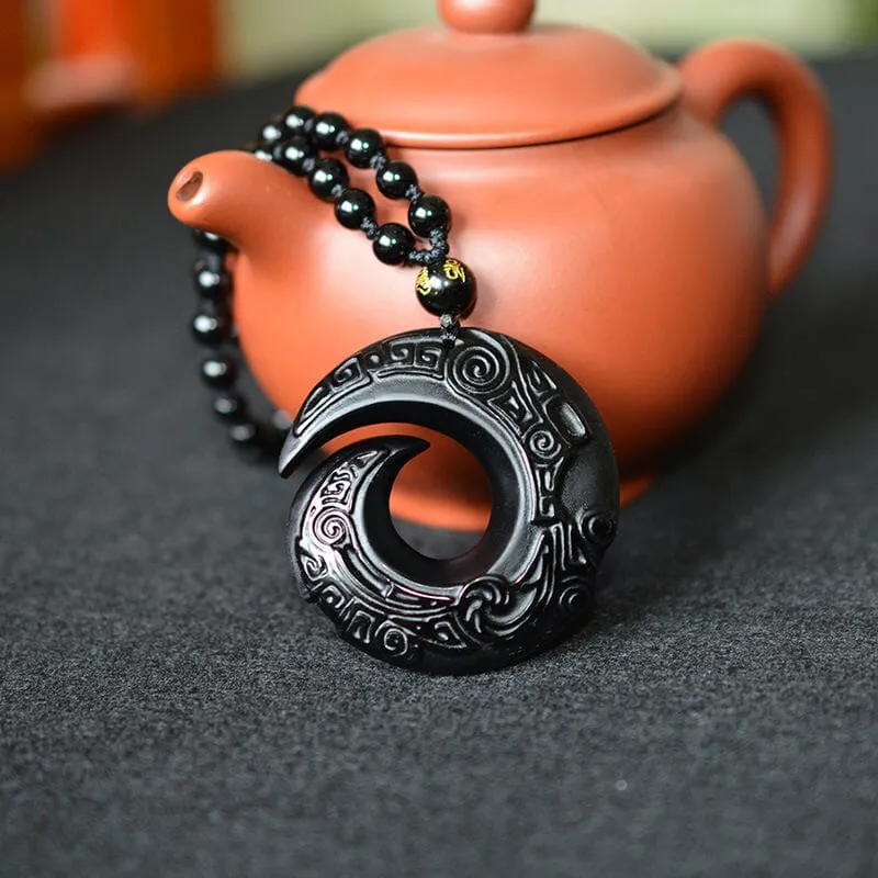 Obsidian Raw Stone Crafts Necklace