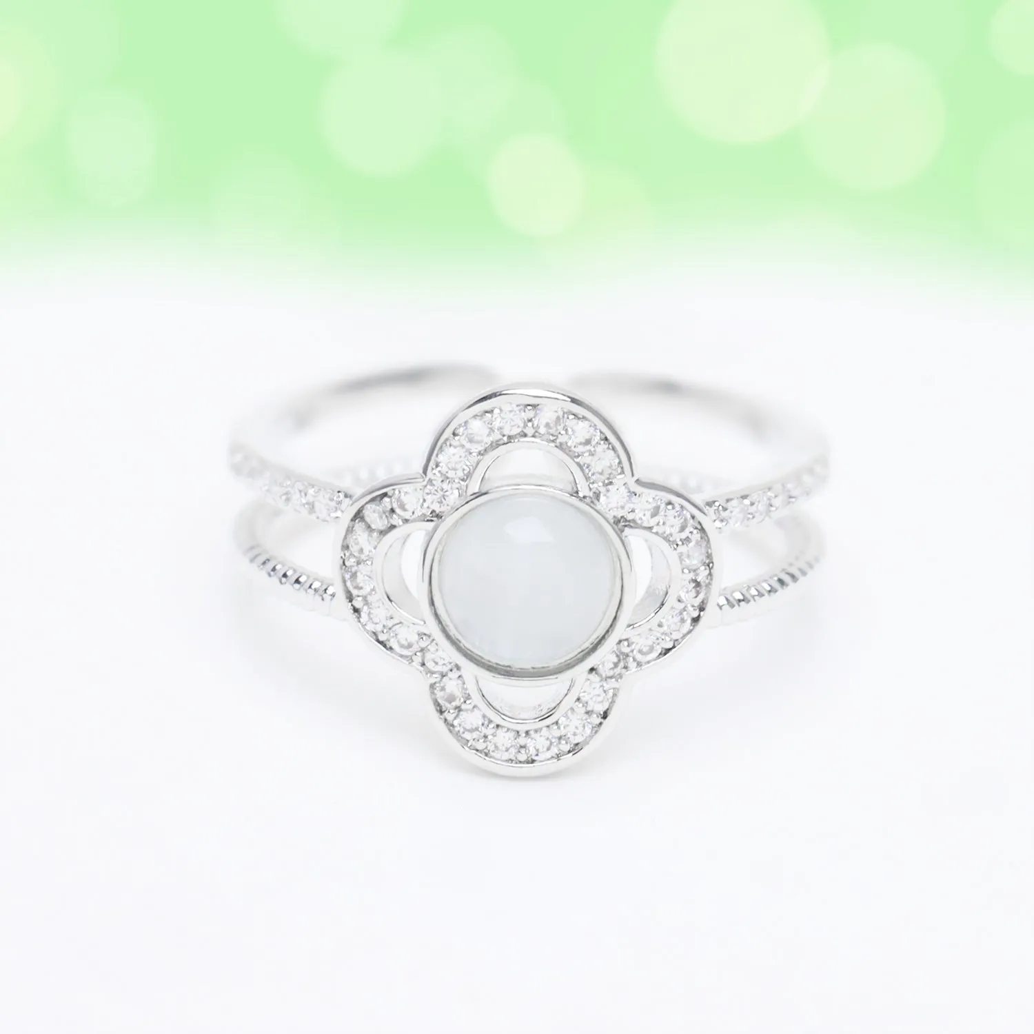 Opal Four Leaf Clover Ring