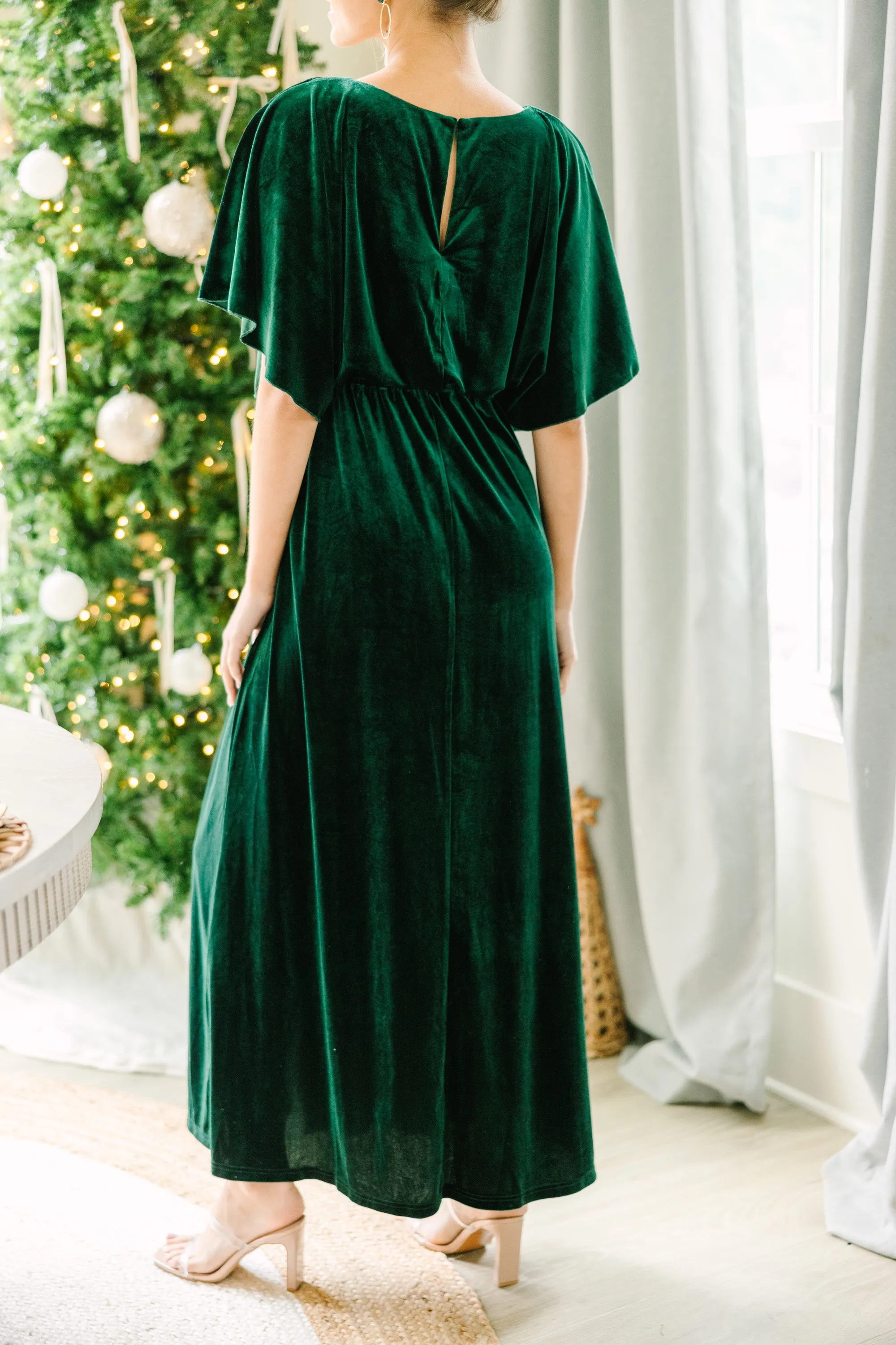 Out On The Dance Floor Emerald Green Velvet Maxi Dress