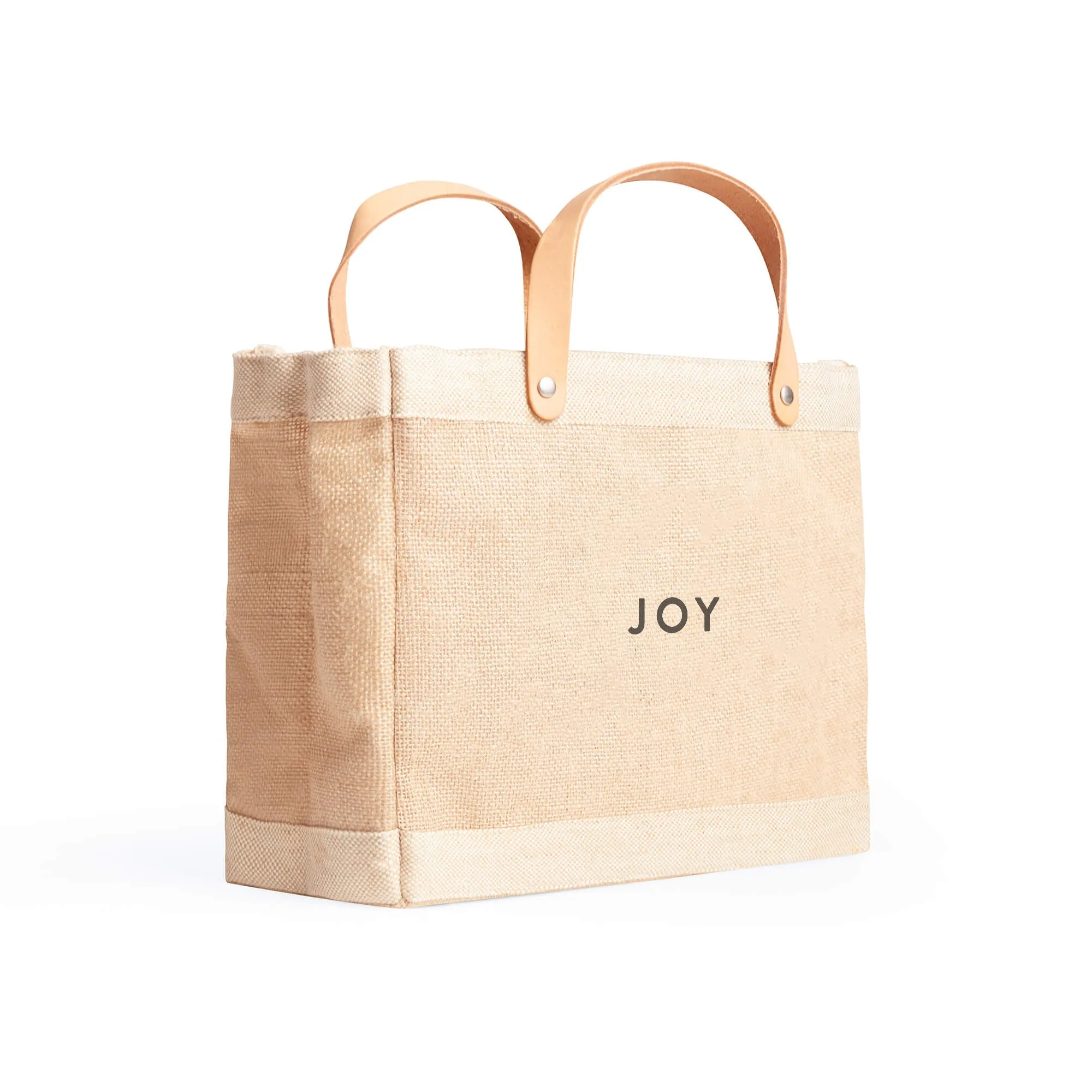 Petite Market Bag in Natural with “JOY”